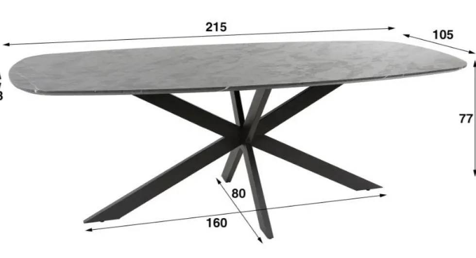 Amsterdam Onyx Cross ruokapöytä 215cm