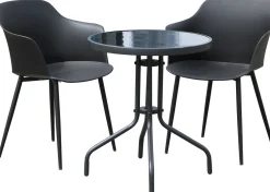 Bistro pyöreä parvekepöytä 60 cm lasikannella