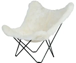 Cuero Lepakkotuoli Iceland Mariposa, White Shorn