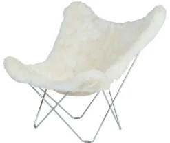 Cuero Lepakkotuoli Iceland Mariposa, White Shorn