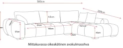 Dumbo avokulmasohva, eri värejä