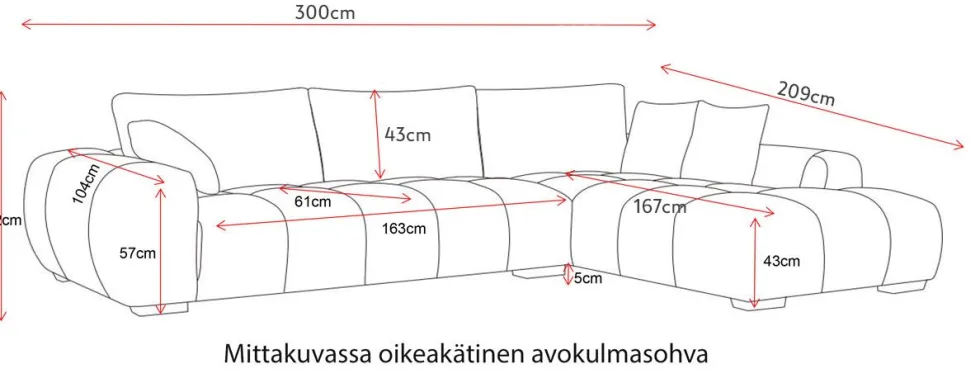 Dumbo Limited avokulmasohva 300x209 cm, oranssi