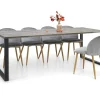 Edna ruokapöytä 220 x 90 cm harmaa, mustat metallijalat