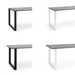 Edna ruokapöytä 220 x 90 cm harmaa, mustat metallijalat