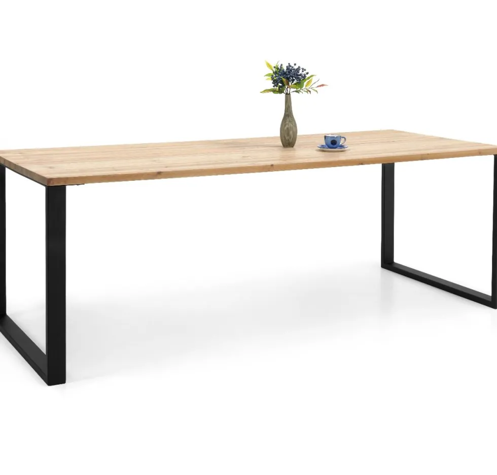 Edna ruokapöytä 140 x 90 cm ruskea, mustat metallijalat