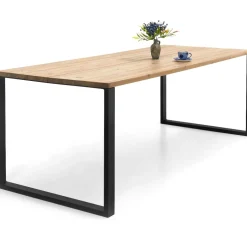Edna ruokapöytä 180 x 90 cm ruskea, mustat metallijalat