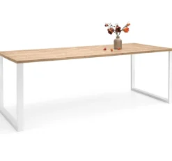 Edna ruokapöytä 140 x 90 cm ruskea, valkoiset metallijalat