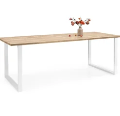 Edna ruokapöytä 140 x 90 cm ruskea, valkoiset metallijalat