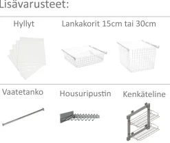 Hiipakka Eazy-komero 60 x 208 cm, muokattava