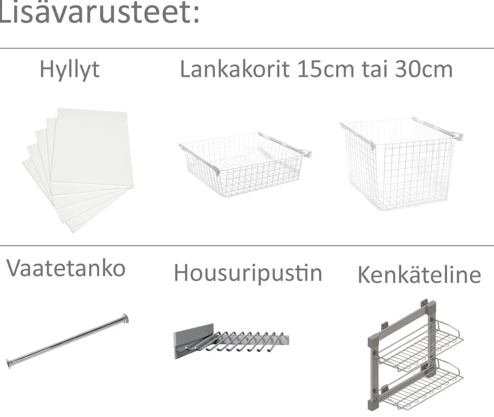 Hiipakka Eazy-komero 60 x 208 cm, muokattava