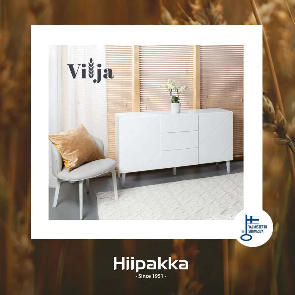 Hiipakka Vilja ovikaappi/lipasto 100cm, valkoinen