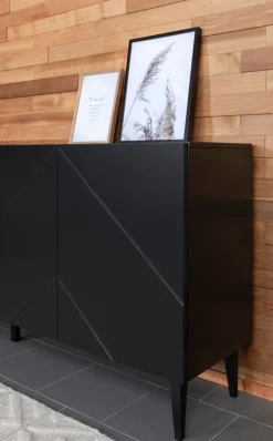 Hiipakka Vilja tv-taso 200cm ovilla, musta