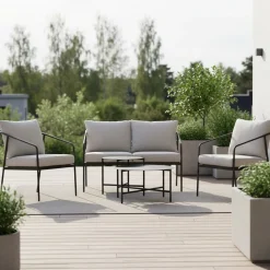 Hygge terassisetti sohva + nojatuolit + pöydät
