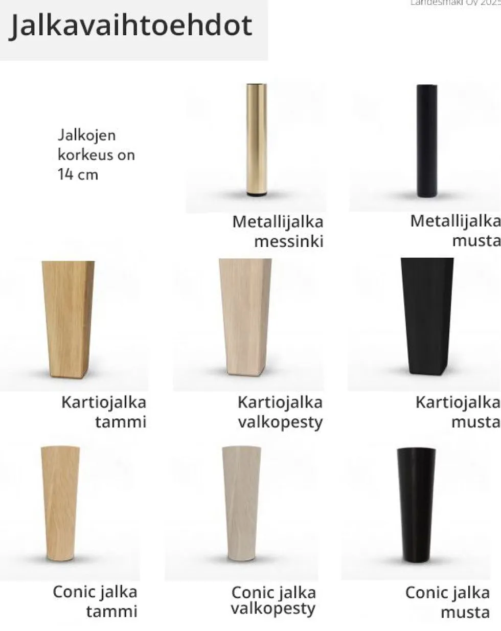Jensen Onyx jenkkisänky, eri vaihtoehtoja