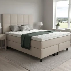 Komia 160x200 cm jenkkisänky + sängynpääty, taupe