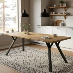 Lana lankkupöytä puujaloilla, eri kokoja ja värejä