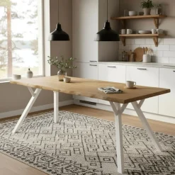 Lana lankkupöytä puujaloilla, eri kokoja ja värejä