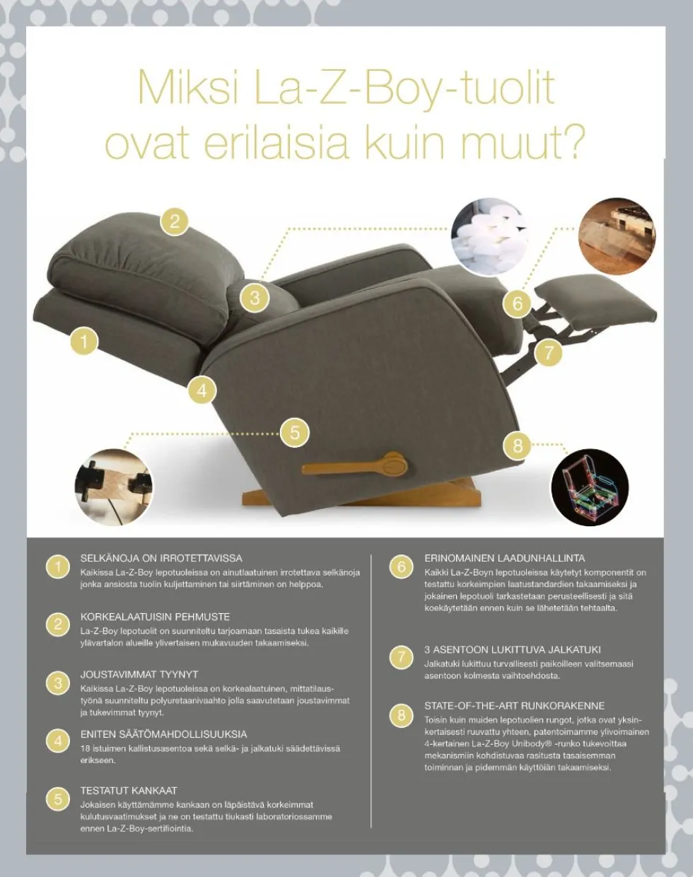 La-Z-Boy Rowan recliner mekanismituoli, taupe nahka