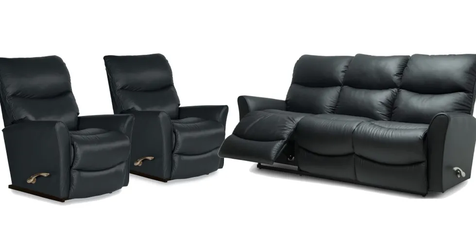 La-Z-Boy Rowan 3+1+1 recliner sohvakalusto, musta nahka