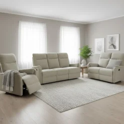 Liverpool 3+2+1 sohvakalusto beige sähkömekanismit