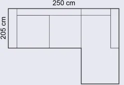 Mocca avokulmasohva 250cm, tummanharmaa