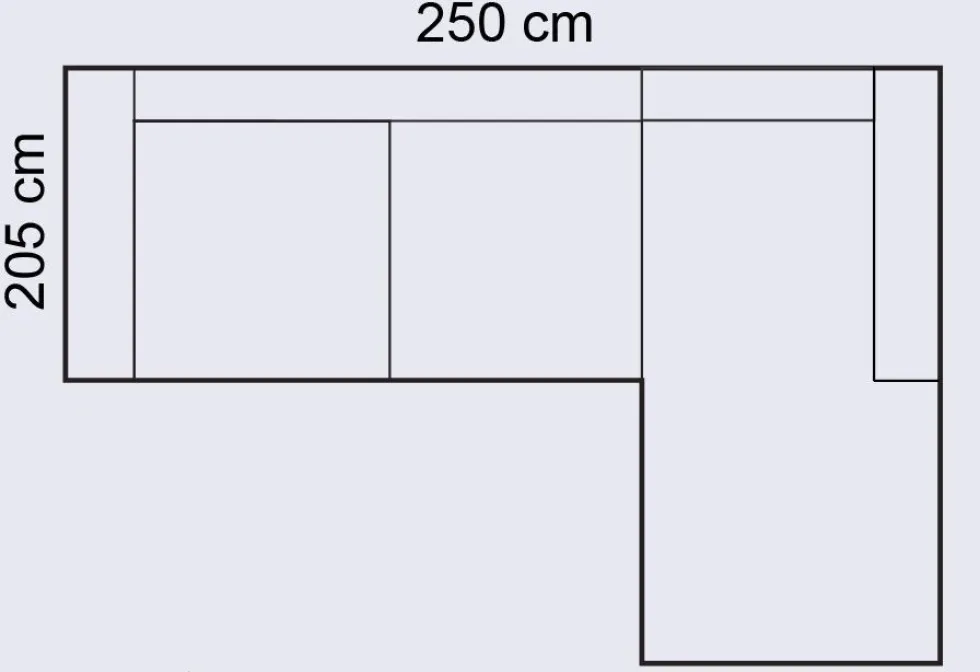Mocca avokulmasohva 250cm, tummanharmaa