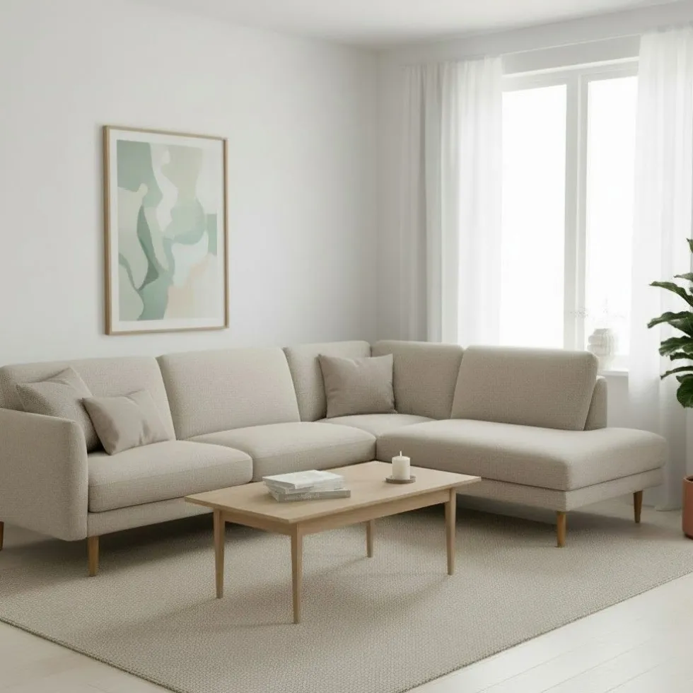 Neiser Lario avokulmasohva, vaalea beige
