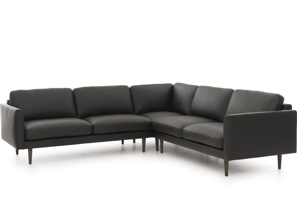 Neiser Lario kulmasohva 266x266cm, musta nahka