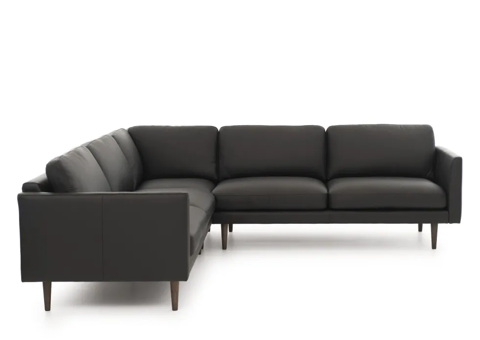 Neiser Lario kulmasohva 266x266cm, musta nahka