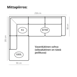 Neiser Rotterdam avokulmasohva, vaalea