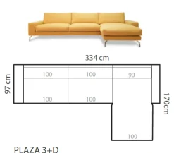 Plaza divaanisohva 334cm, eri värejä