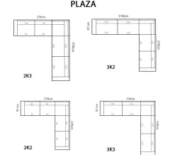 Plaza kulmasohva, eri värejä
