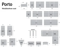 Porto nojatuoli, eri värejä