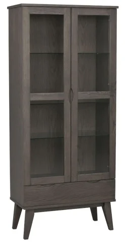 Rowico Filippa korkea vitriini, tummanruskea tammi