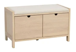 Rowico Hillmond-istuinpenkki 2-laatikolla, valkopesty tammi/beige