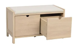 Rowico Hillmond-istuinpenkki 2-laatikolla, valkopesty tammi/beige