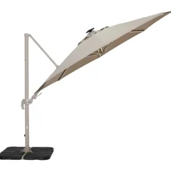 Solar LED riippuva aurinkovarjo 350 cm, hiekan väri