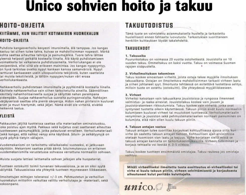 Unico Sofia 3-istuttava nahkasohva, eri värejä