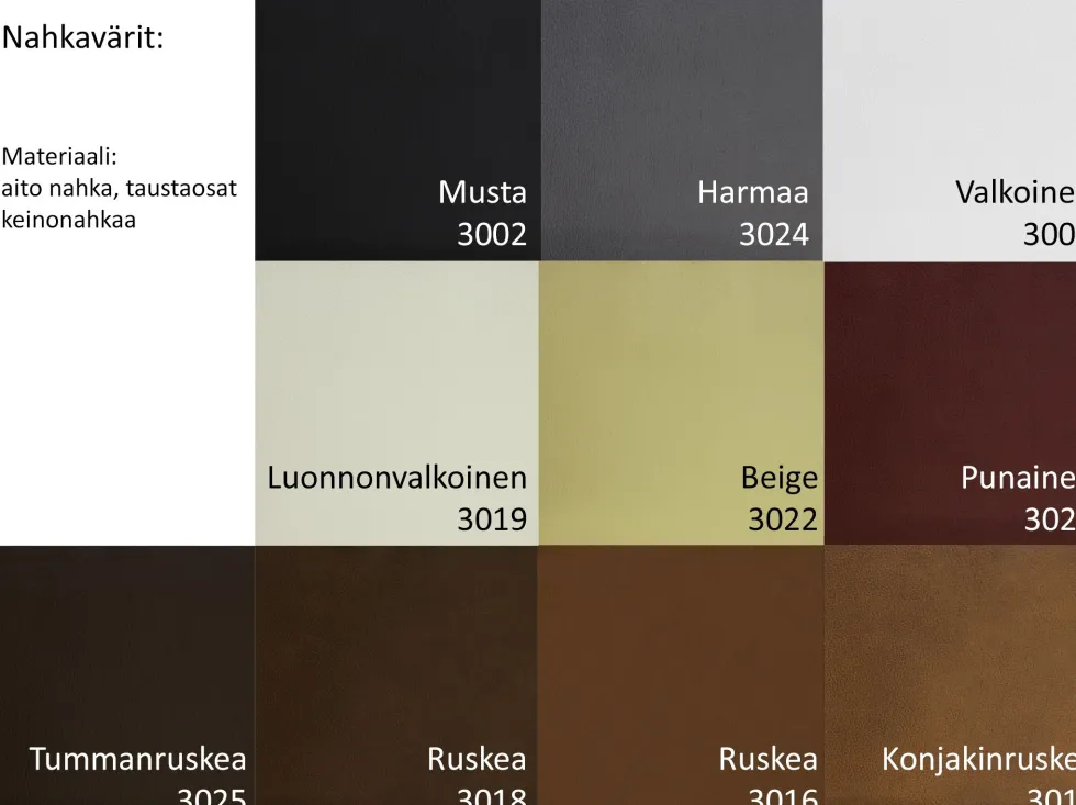 Unico Sofia 3-istuttava nahkasohva, eri värejä