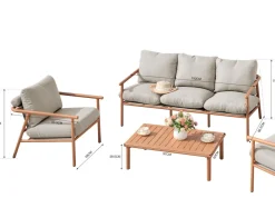Vanamo terassin sohvasetti 3+1+1 beige
